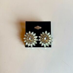 Vintage Elegant Crystal Rhinestone Flower Post Earrings